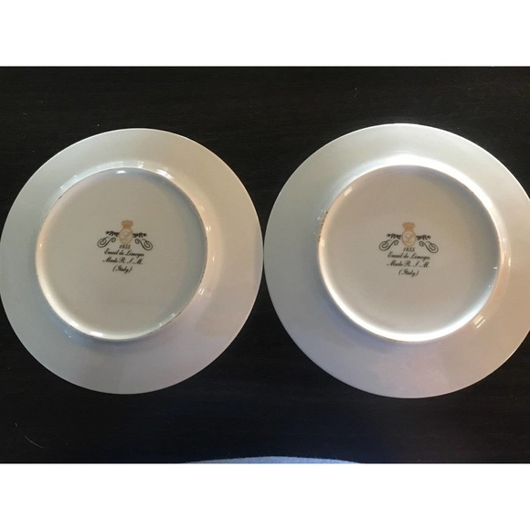 Email De Limoges plates 1855 ORANGE palm tree plates Set of 2 **RARE/HTF - Picture 2 of 10